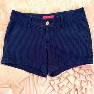 Lilly Pulitzer Navy Blue Waffle Texture Cotton Shorts Size 4